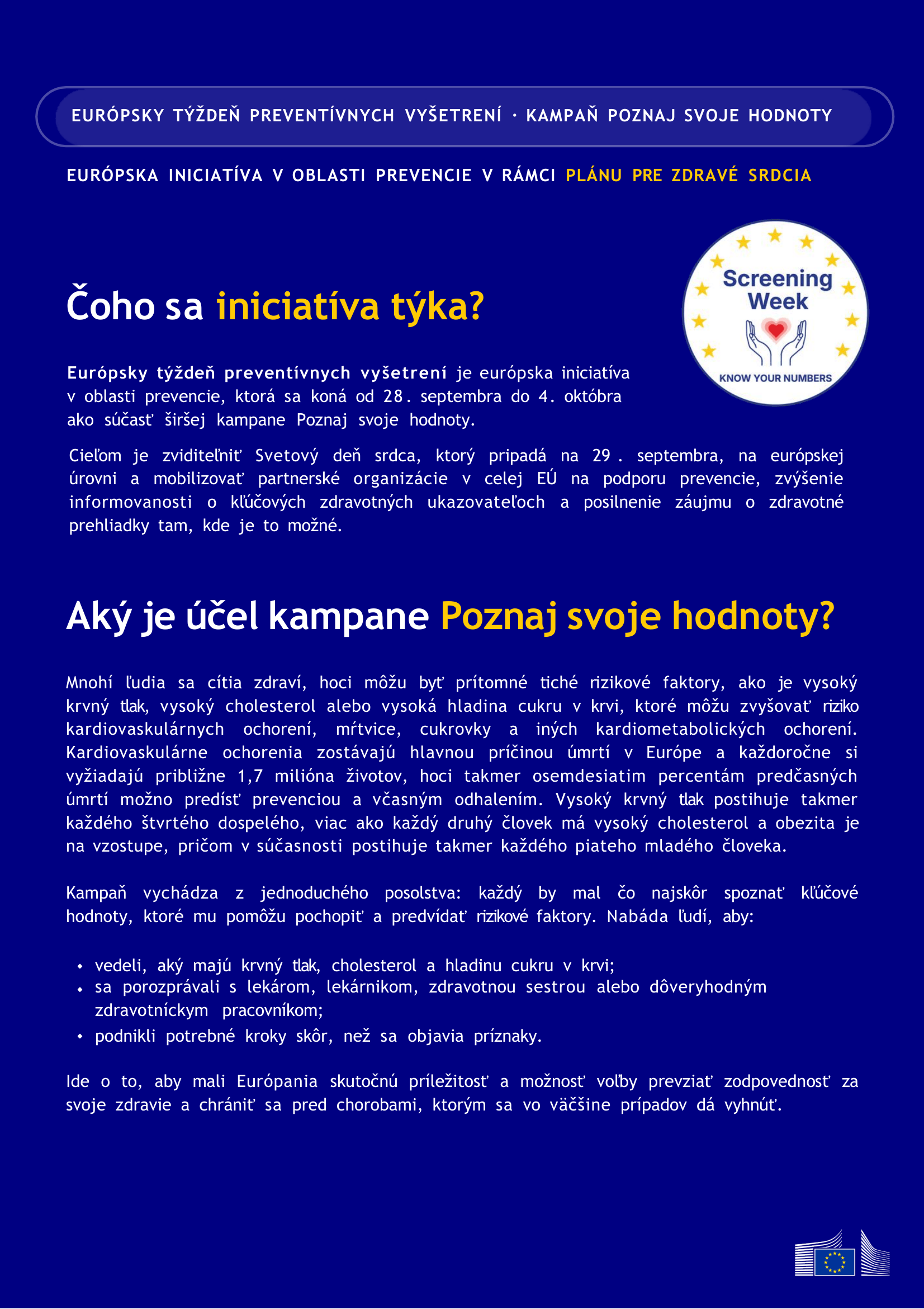 SK Európsky týždeň preventívnych vyšetrení a kampaň Poznaj svoje hodnoty (SK)-1